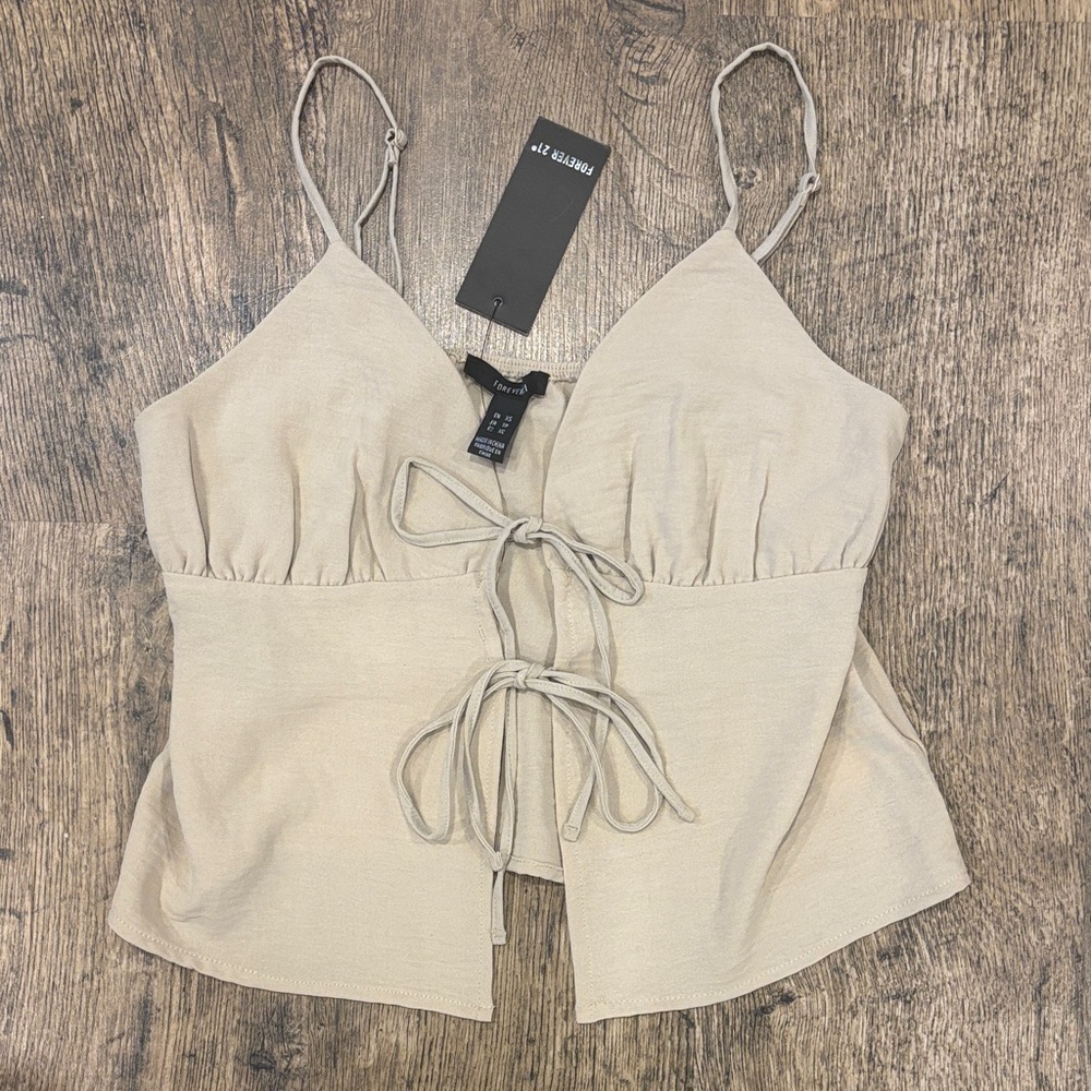 Forever 21 Cream Tie-Front Camisole